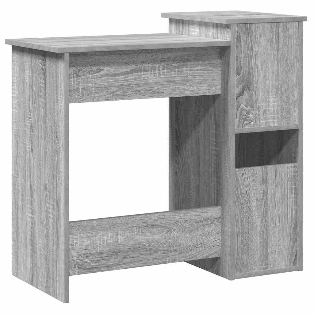 Skrivebord med hyller grå sonoma 84x40x78 cm konstruert tre