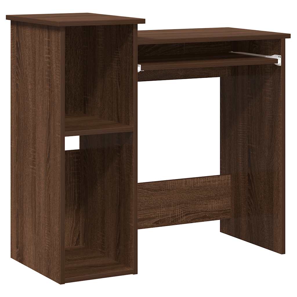 Skrivebord med hyller brun eik 84x40x78 cm konstruert tre