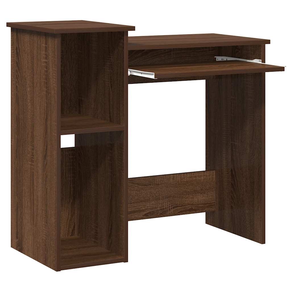 Skrivebord med hyller brun eik 84x40x78 cm konstruert tre