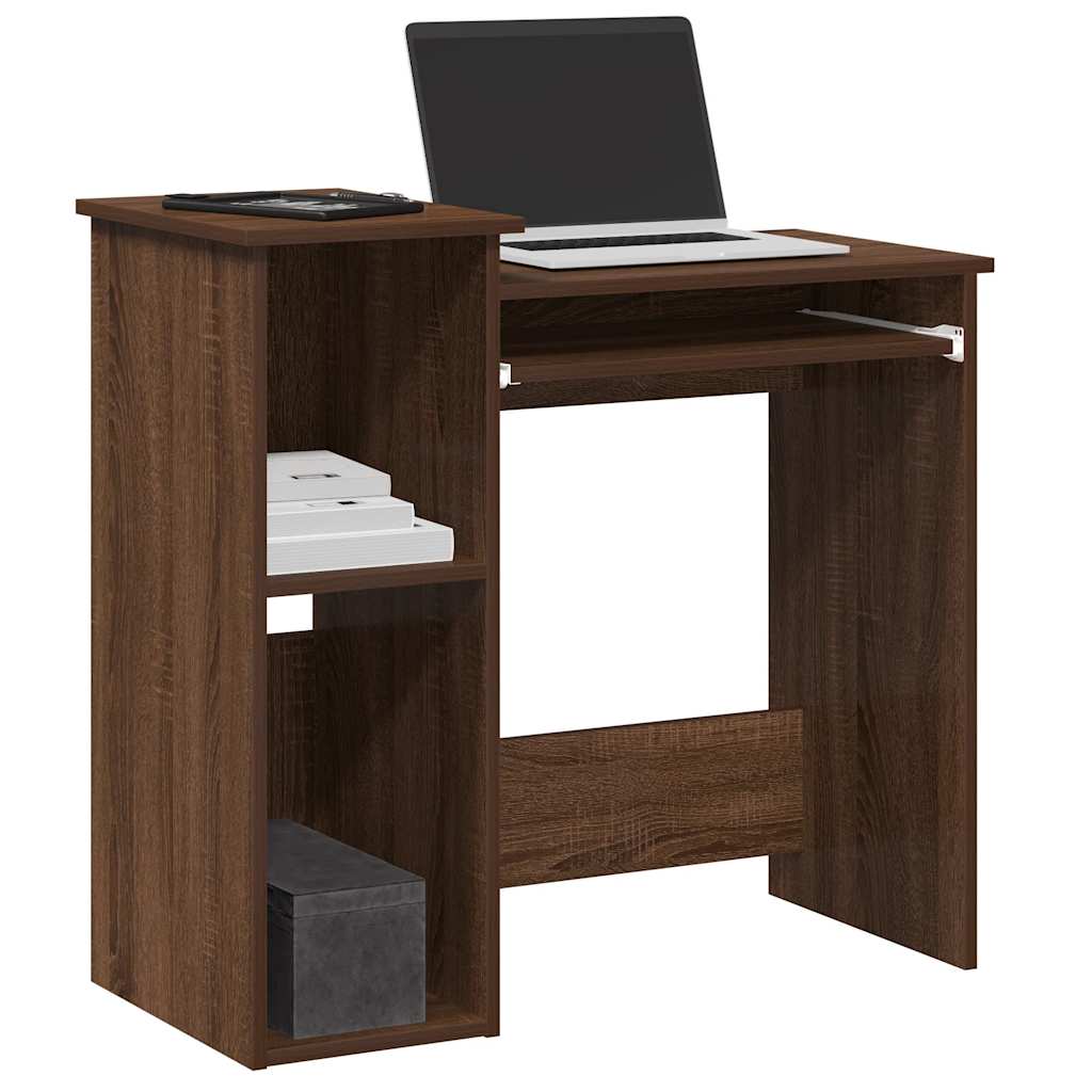 Skrivebord med hyller brun eik 84x40x78 cm konstruert tre