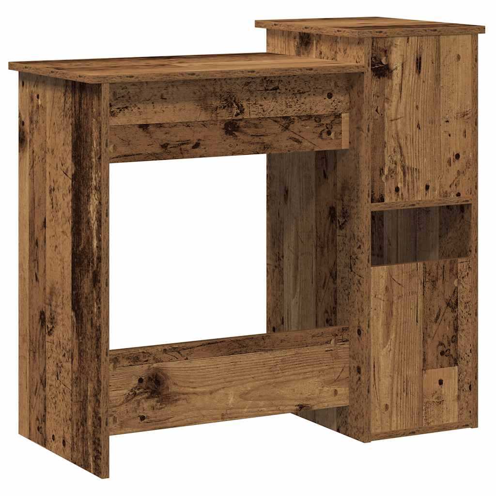 Skrivebord med hyller gammelt tre 84x40x78 cm konstruert tre