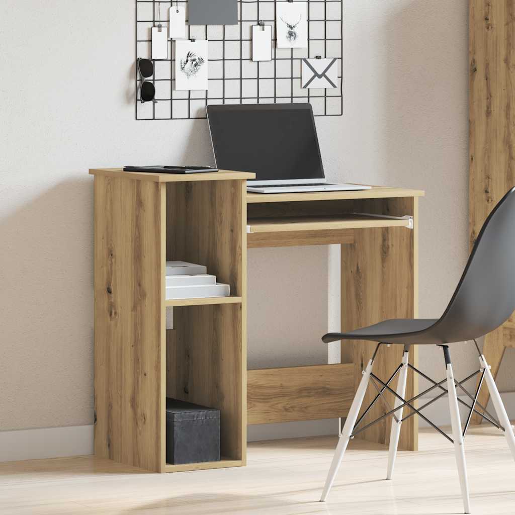 Skrivebord med hyller artisan eik 84x40x78 cm konstruert tre
