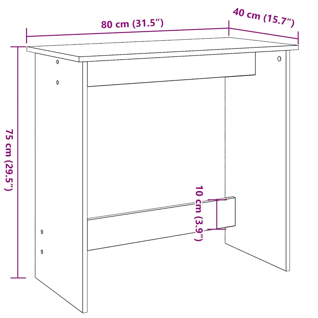 Skrivebord røkt eik 80x40x75 cm konstruert tre