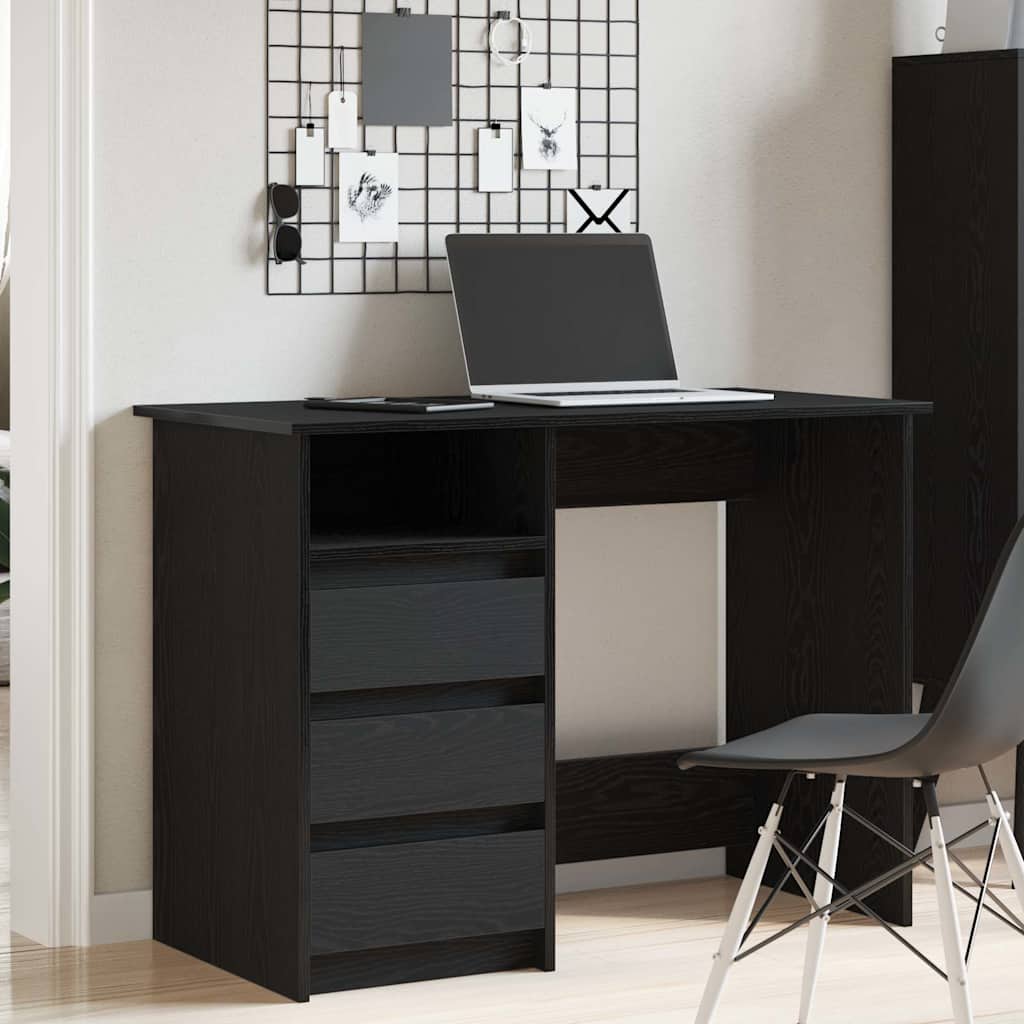 Skrivebord svart 102x50x75 cm konstruert tre