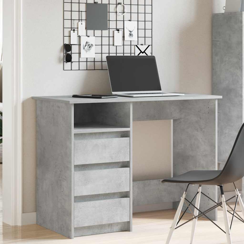 Skrivebord betonggrå 102x50x75 cm konstruert tre