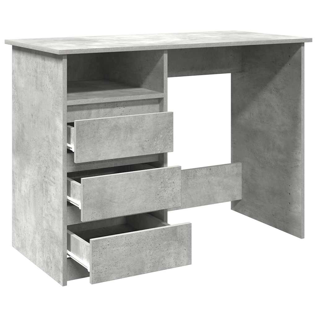 Skrivebord betonggrå 102x50x75 cm konstruert tre