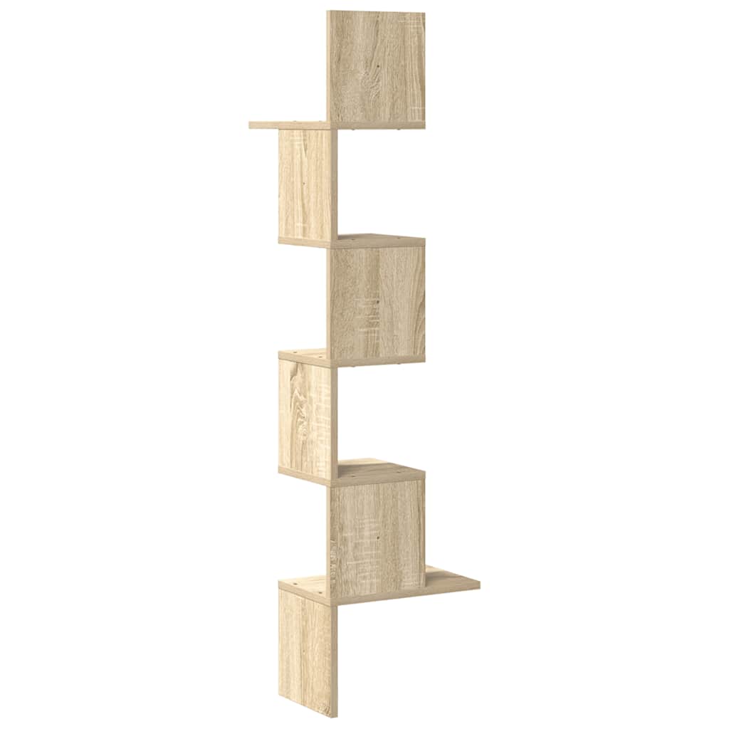 Veggmontert hjørnehylle sonoma eik 32x32x127,5cm konstruert tre vidaXL