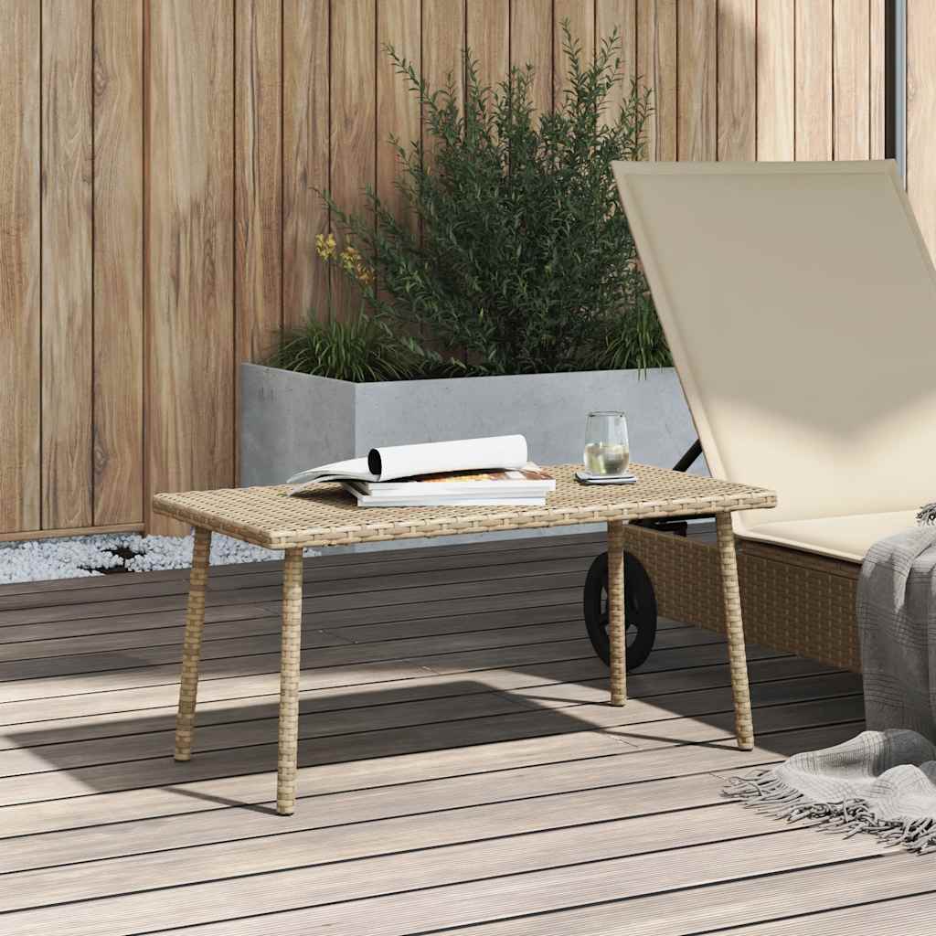 Hage salongbord rektangulær beige 80x40x37 cm polyrotting