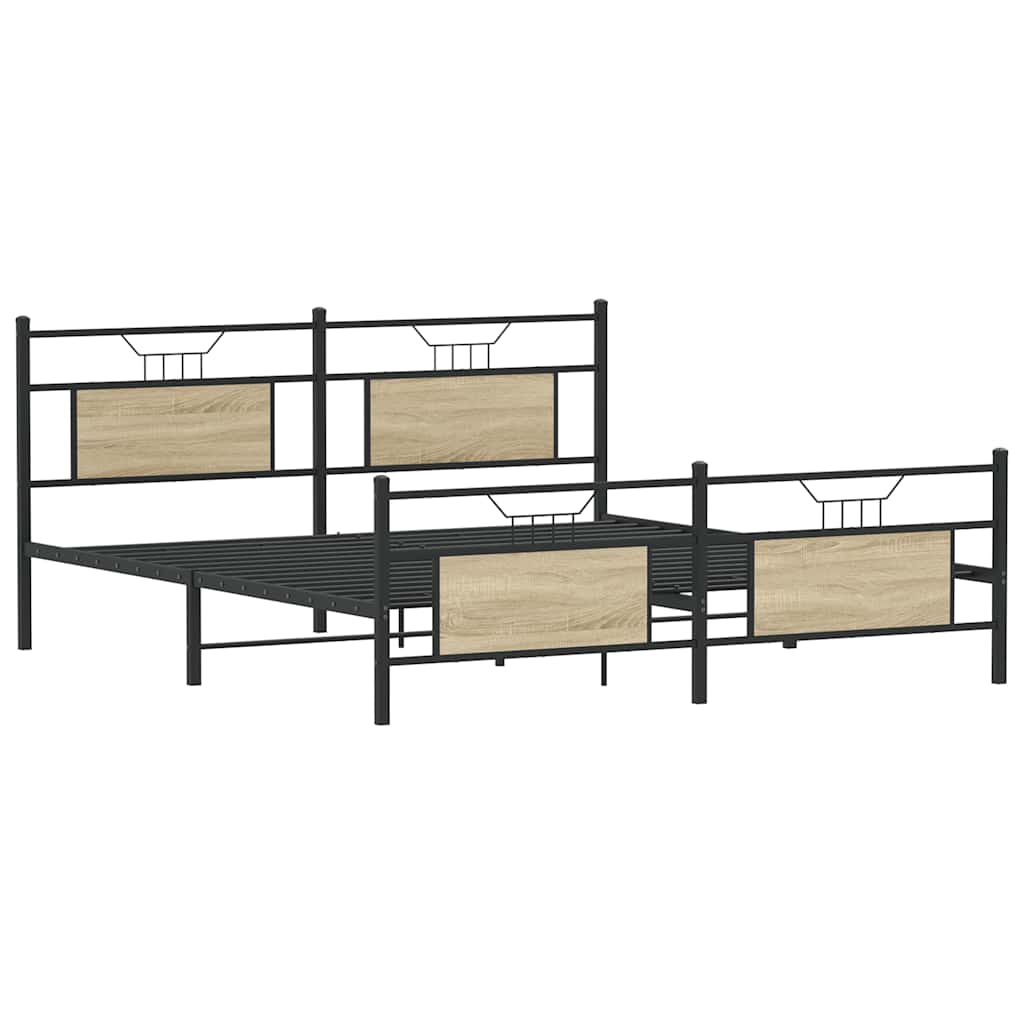 Sengeramme i metall uten madrass sonoma eik 180x200 cm