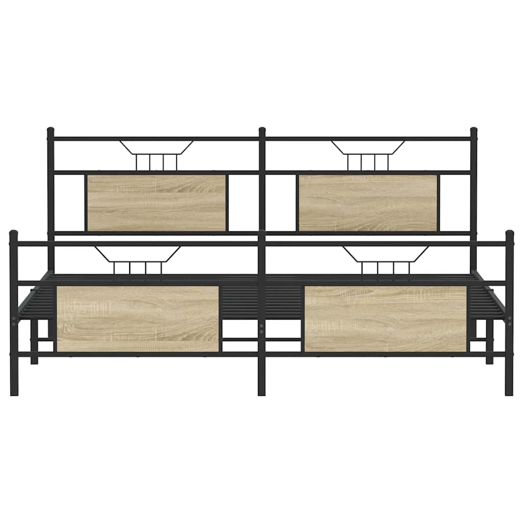 Sengeramme i metall uten madrass sonoma eik 180x200 cm