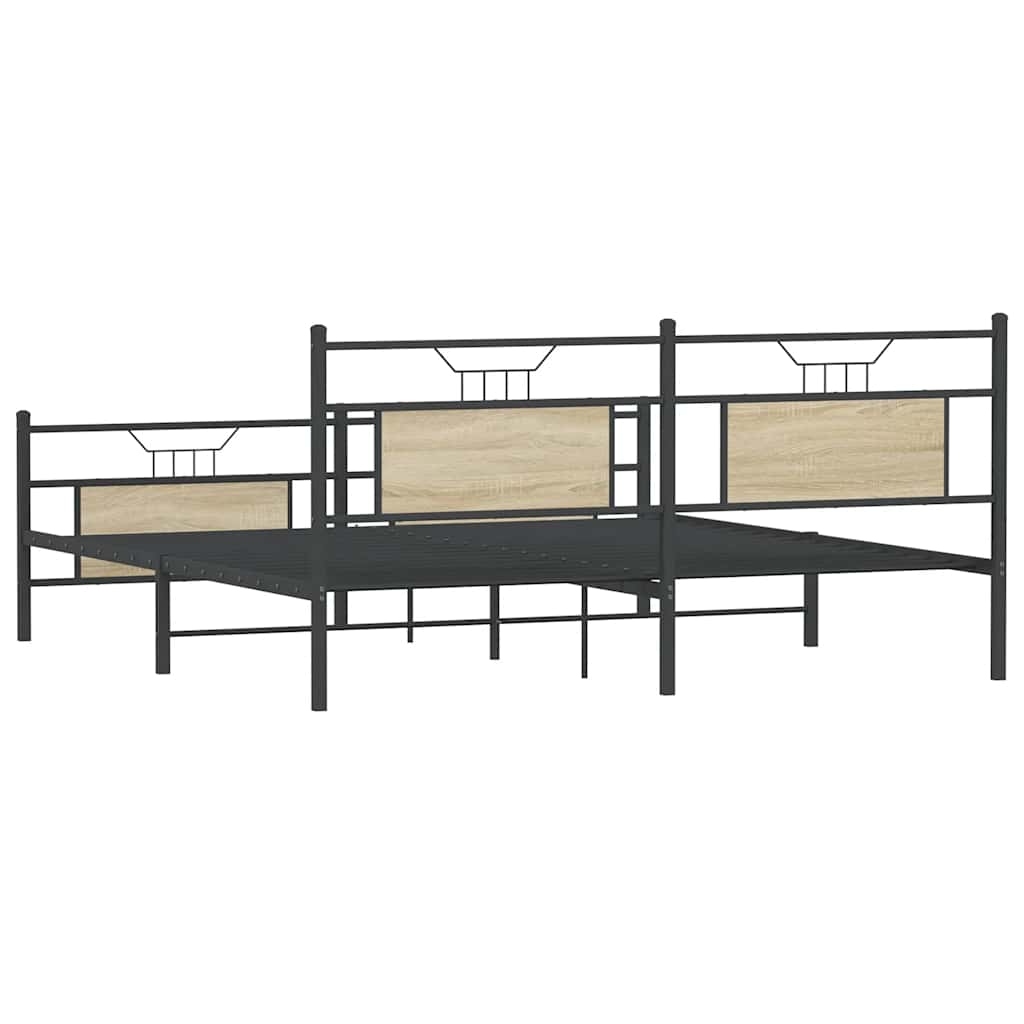 Sengeramme i metall uten madrass sonoma eik 180x200 cm