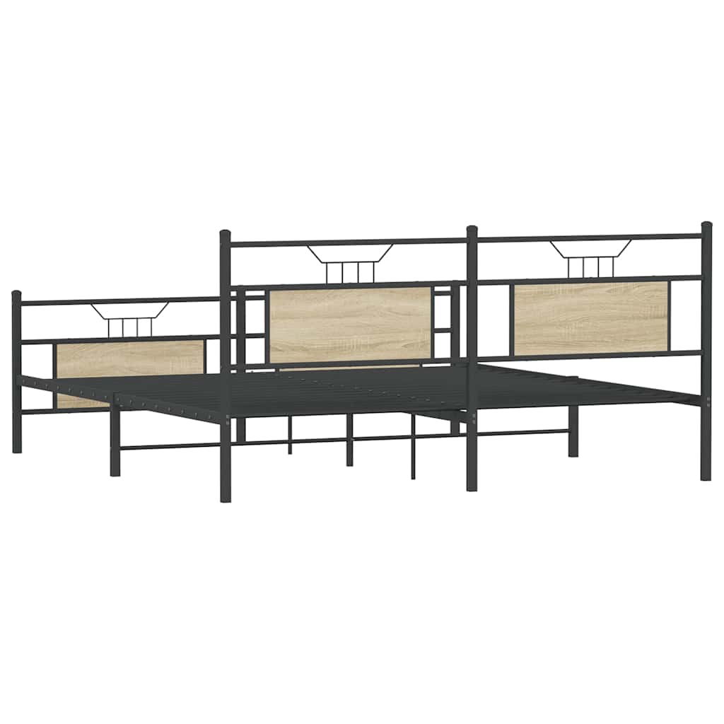 Sengeramme i metall uten madrass sonoma eik 183x213 cm