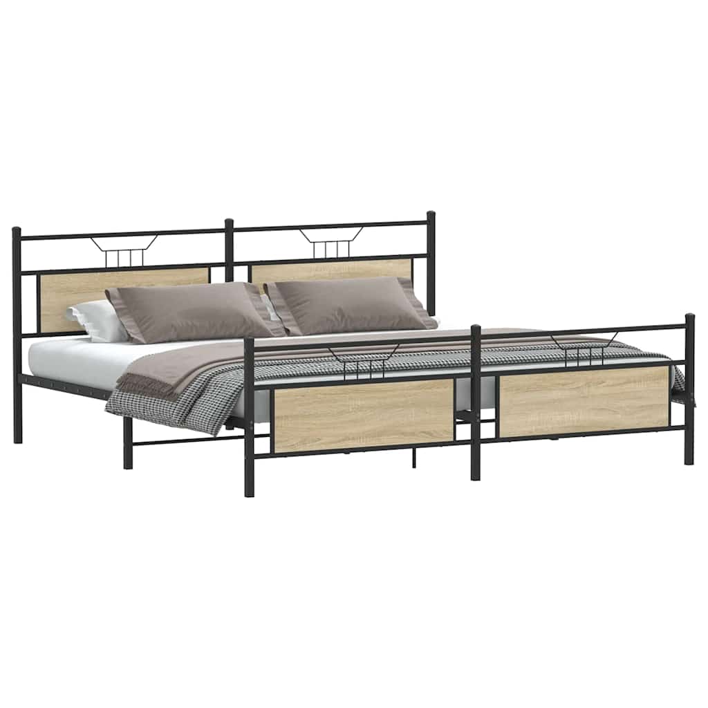 Sengeramme i metall uten madrass sonoma eik 200x200 cm