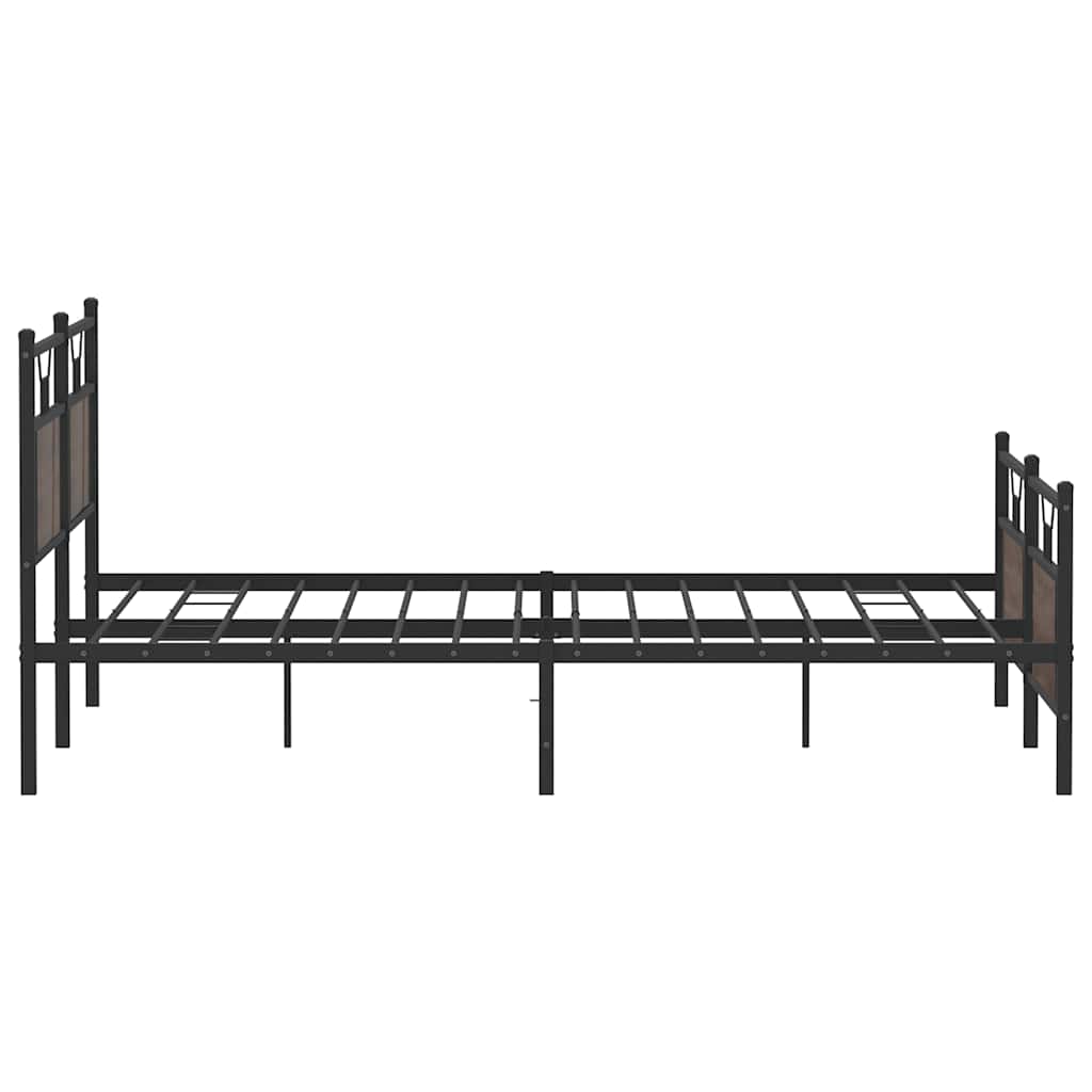 Sengeramme i metall uten madrass brun eik 160x200 cm
