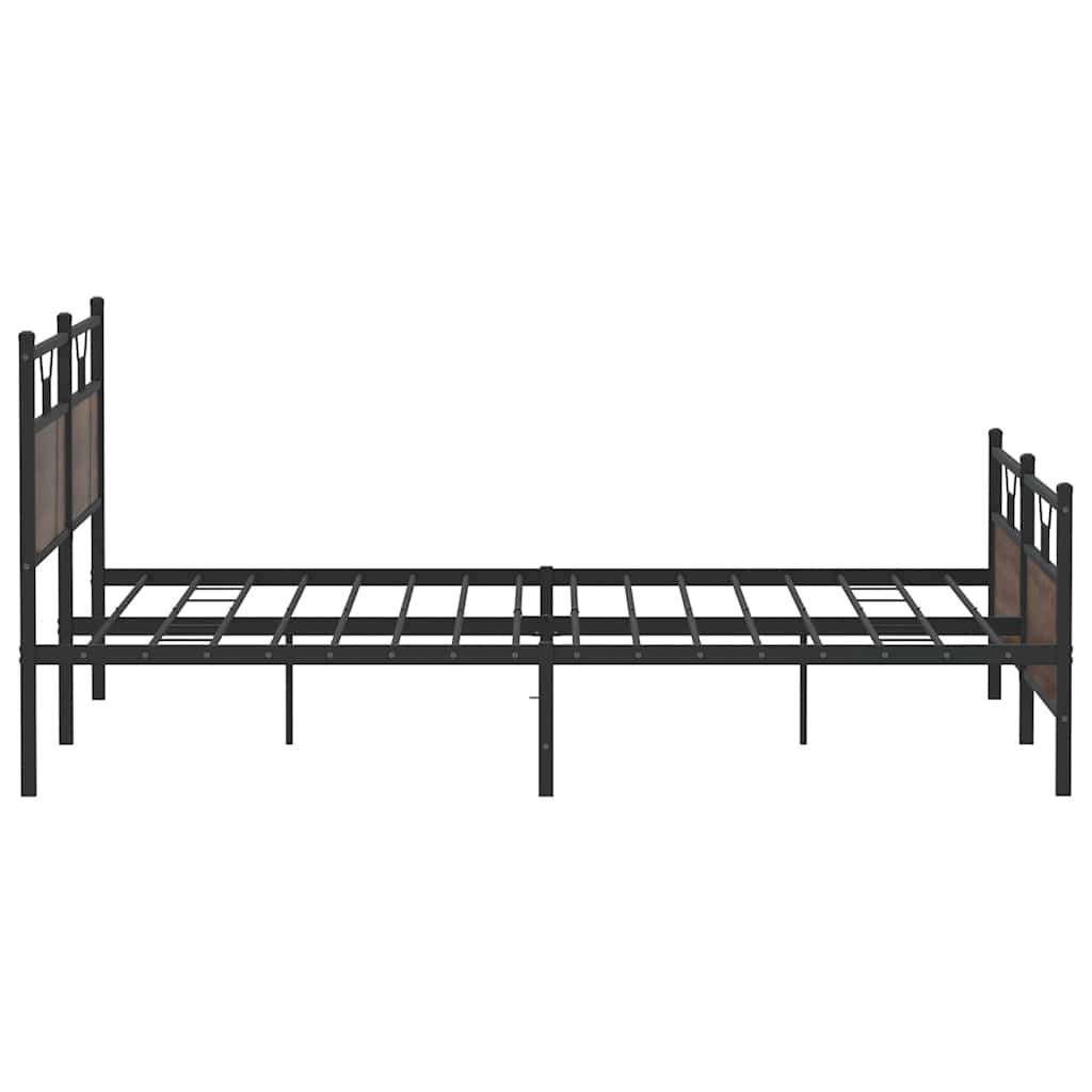 Sengeramme i metall uten madrass brun eik 193x201 cm