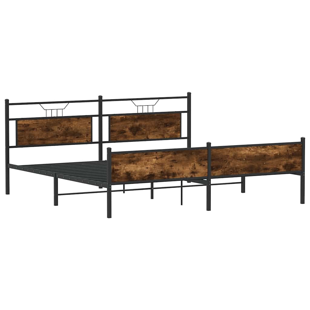 Sengeramme i metall uten madrass røkt eik 160x200 cm
