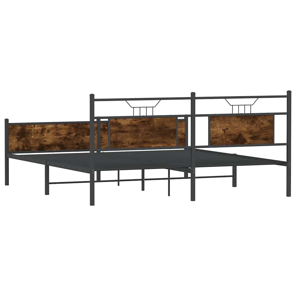 Sengeramme i metall uten madrass røkt eik 183x213 cm