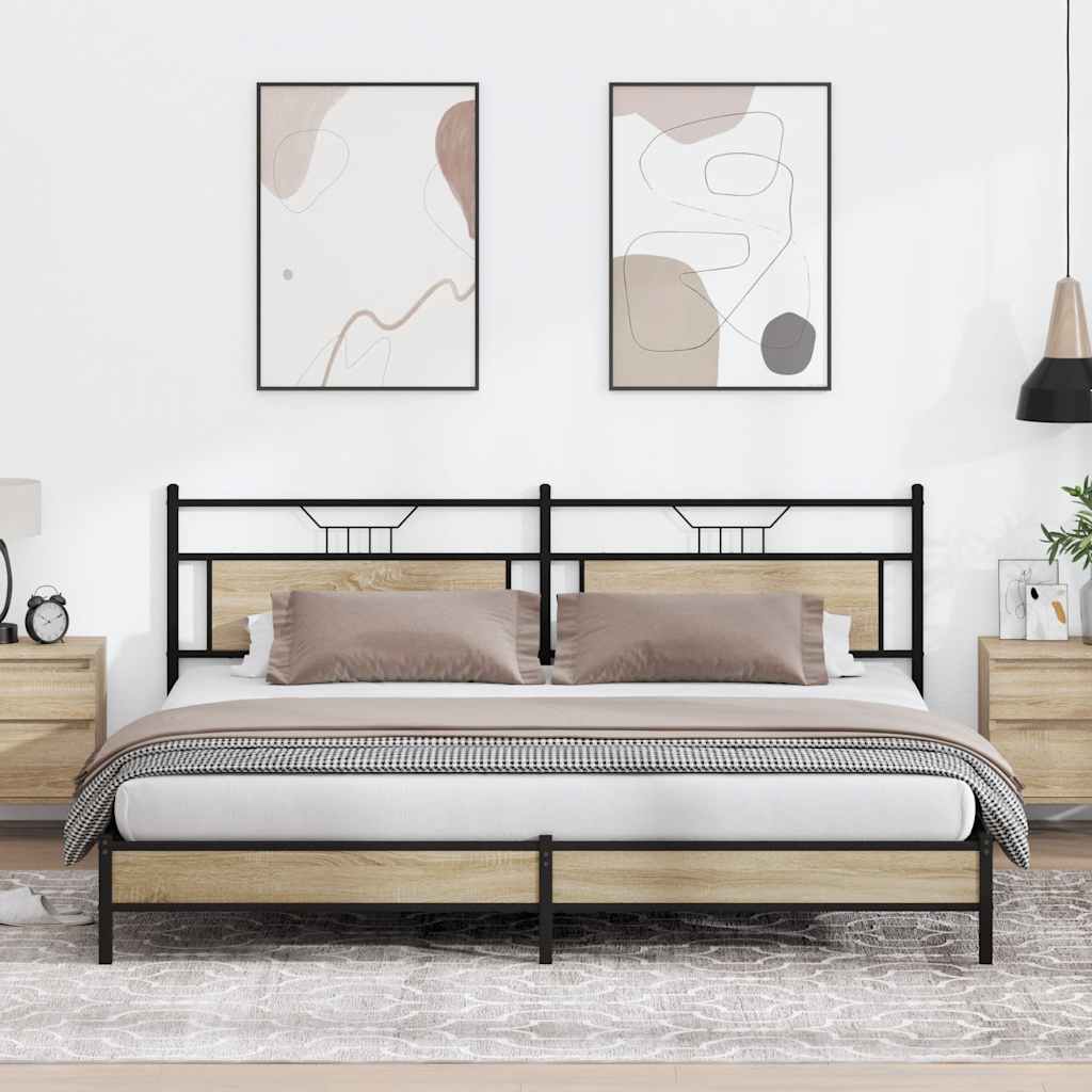 Sengeramme i metall uten madrass sonoma eik 193x201 cm