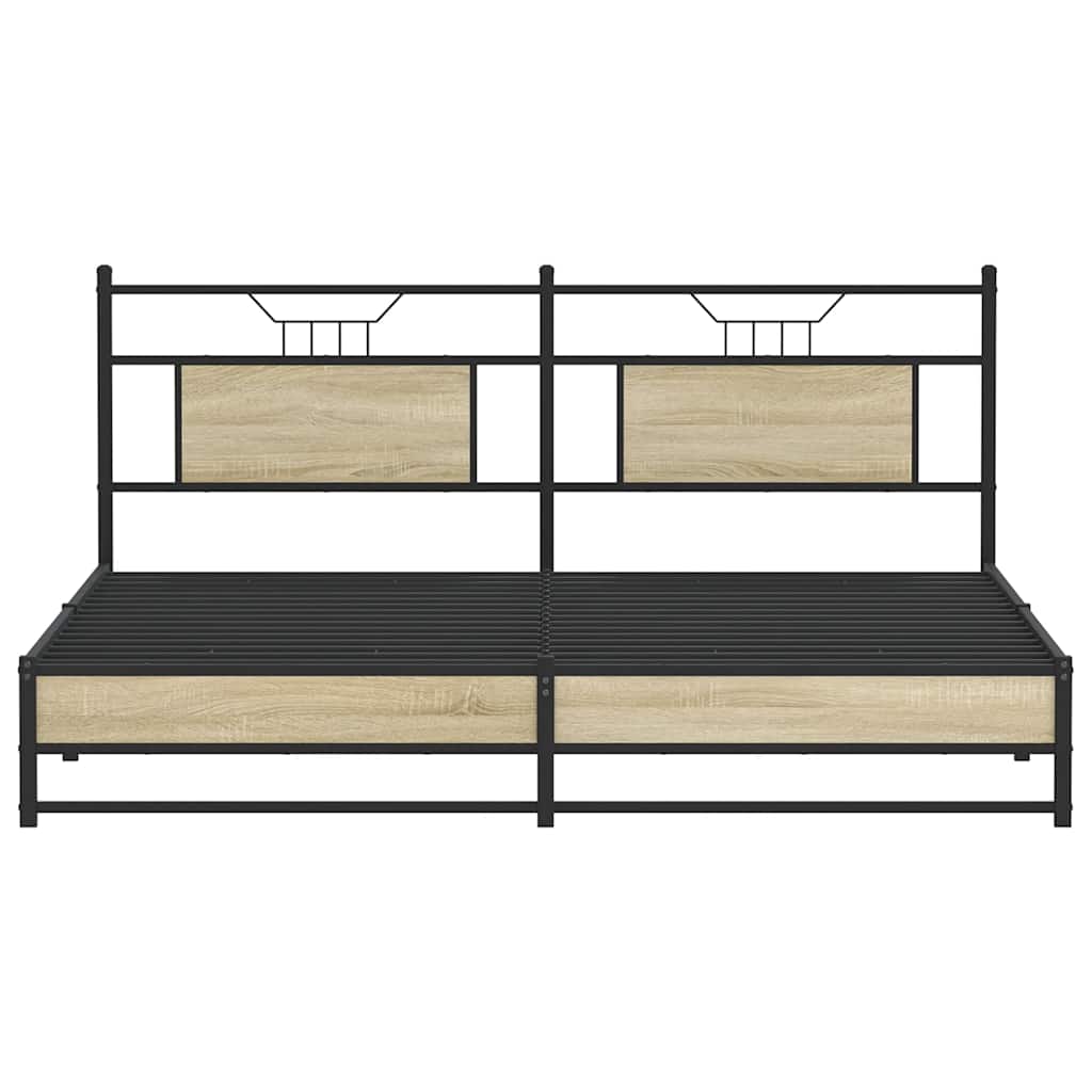 Sengeramme i metall uten madrass sonoma eik 183x213 cm