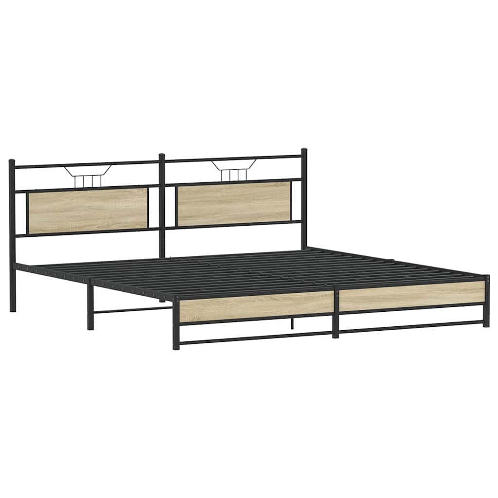 Sengeramme i metall uten madrass sonoma eik 193x201 cm