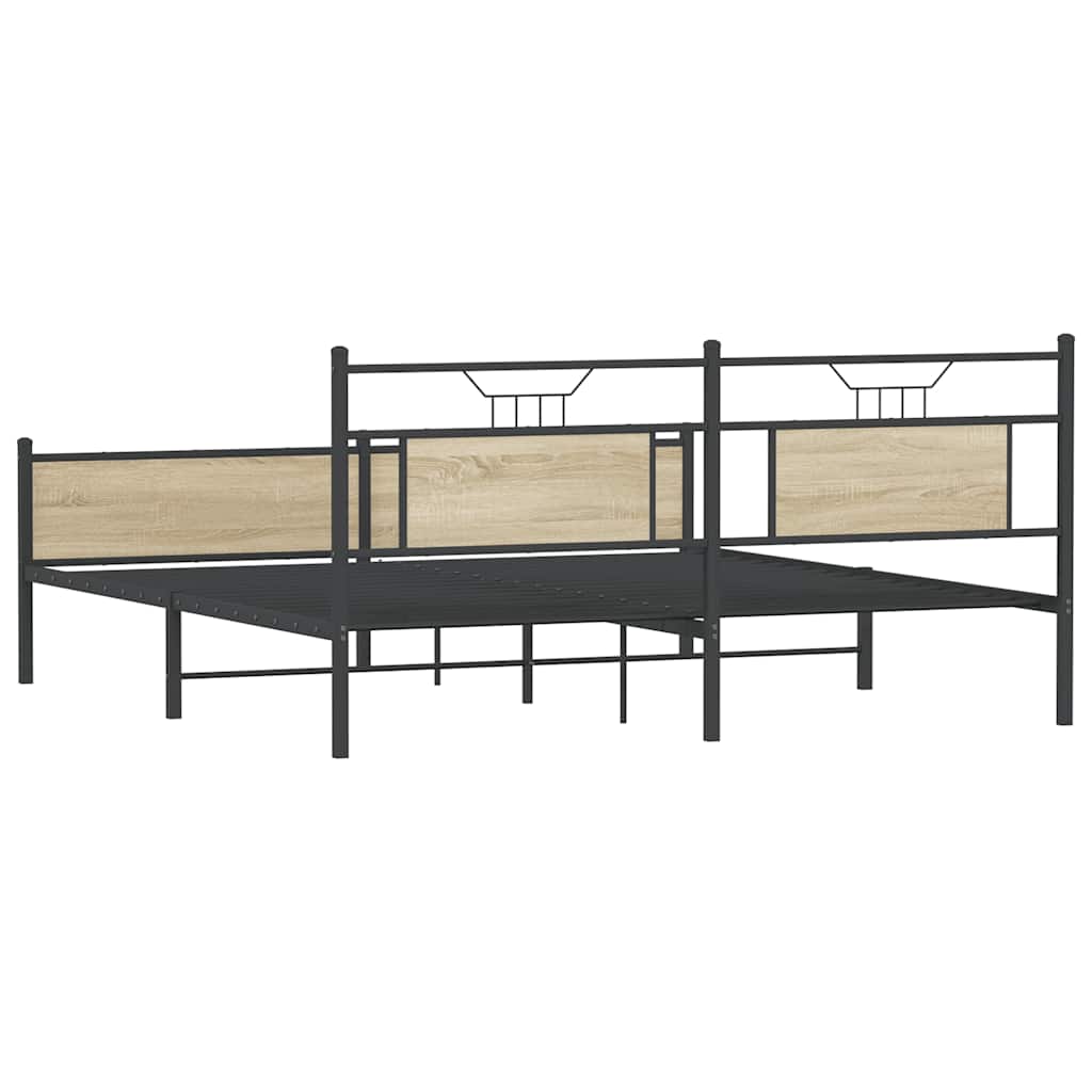 Sengeramme i metall uten madrass sonoma eik 160x200 cm