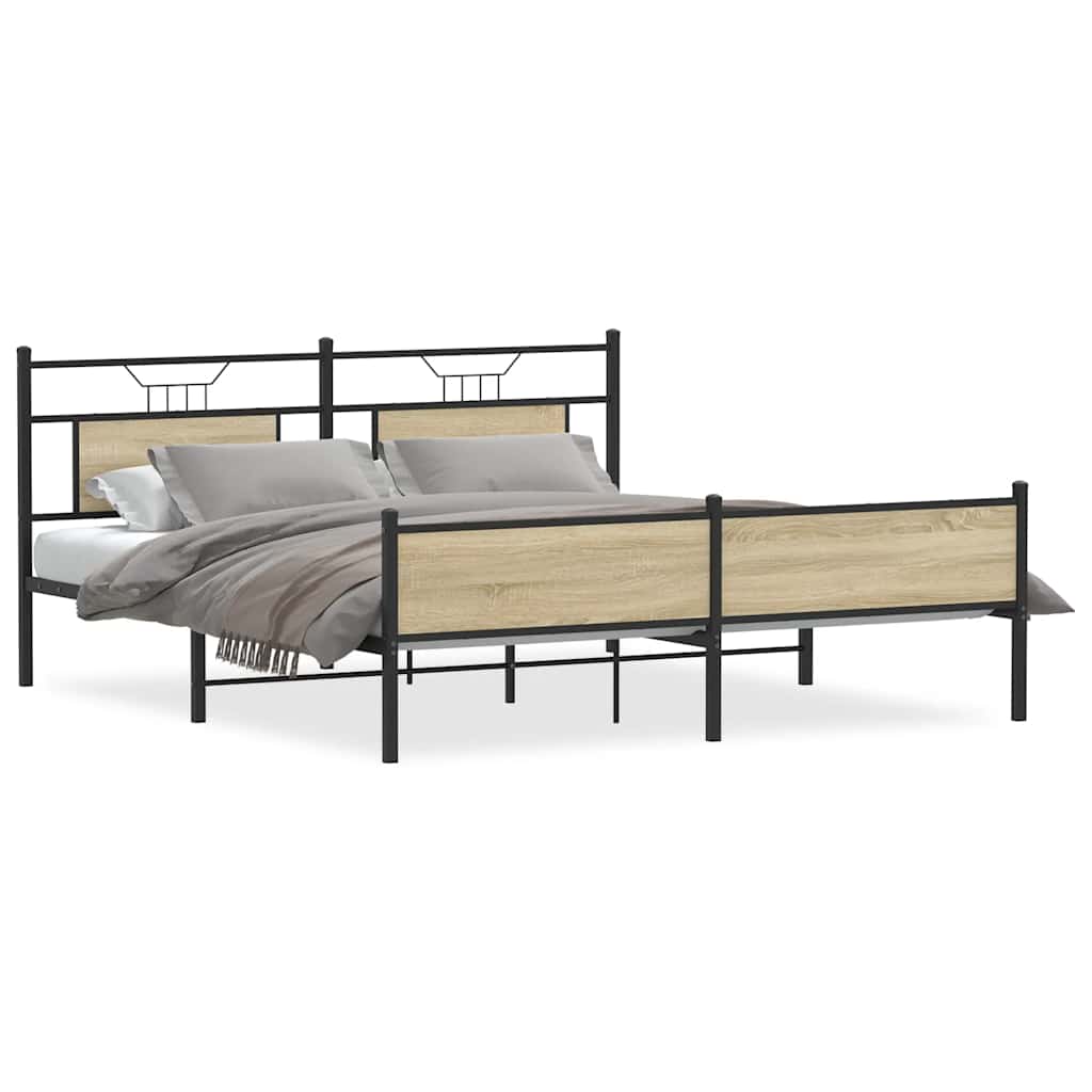 Sengeramme i metall uten madrass sonoma eik 180x200 cm