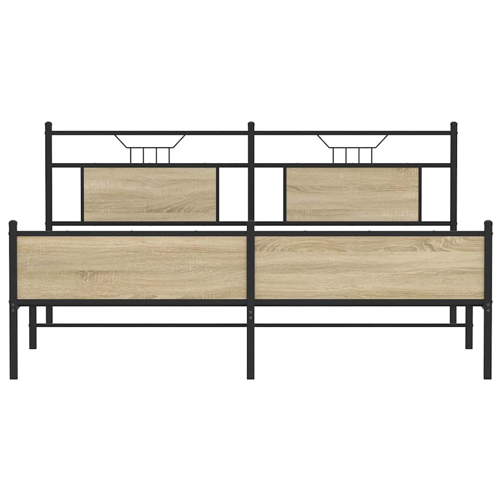 Sengeramme i metall uten madrass sonoma eik 180x200 cm