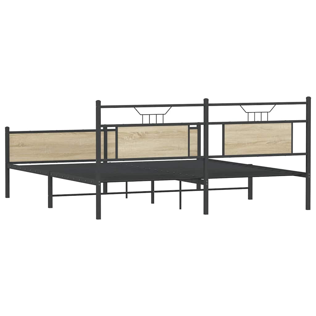 Sengeramme i metall uten madrass sonoma eik 180x200 cm
