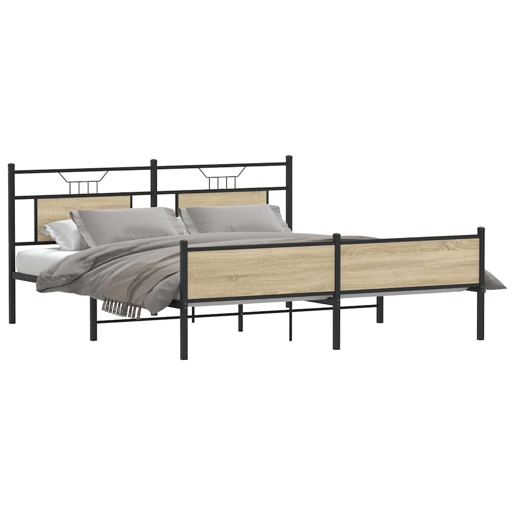Sengeramme i metall uten madrass sonoma eik 183x213 cm