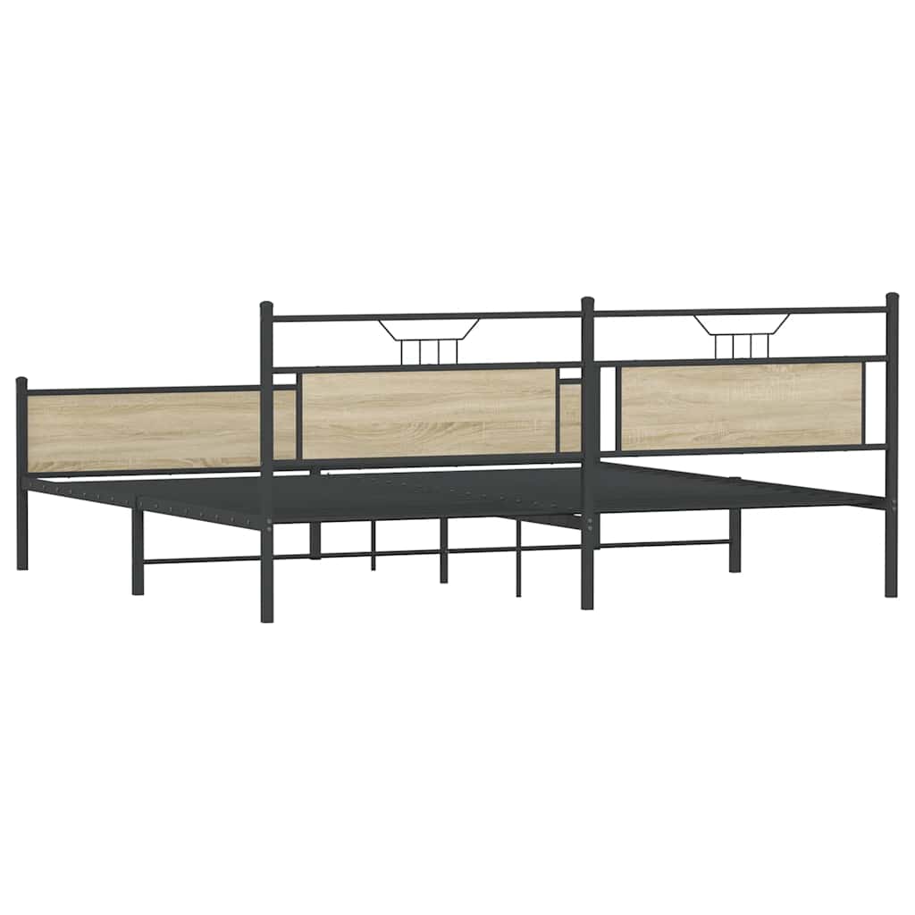 Sengeramme i metall uten madrass sonoma eik 193x201 cm