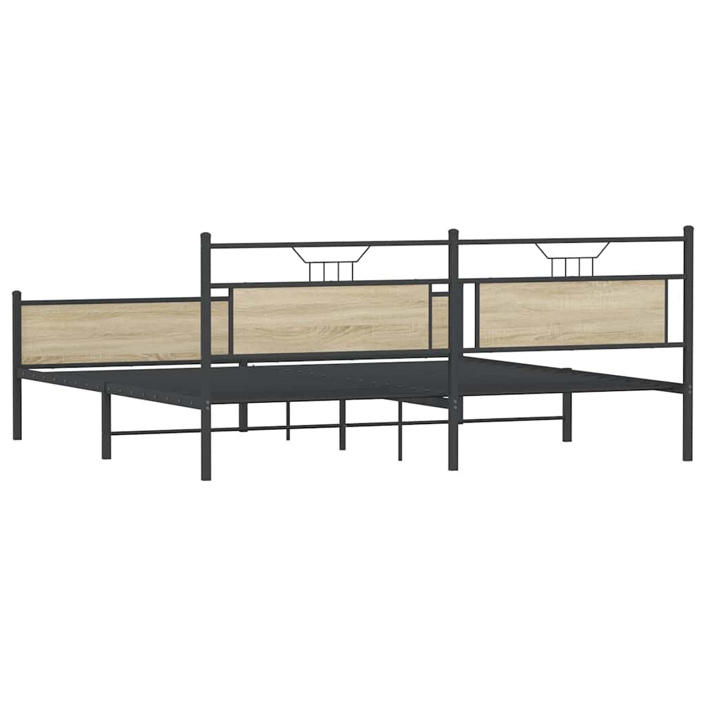 Sengeramme i metall uten madrass sonoma eik 200x200 cm