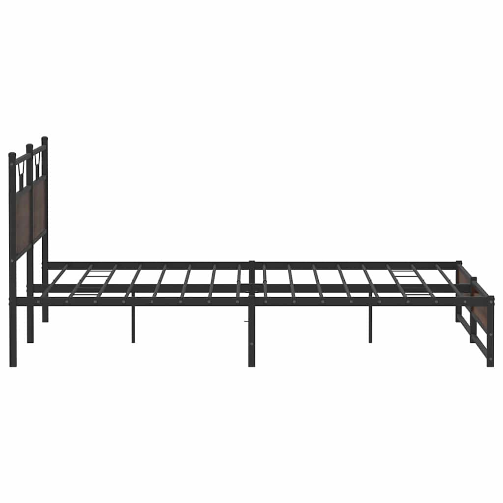 Sengeramme i metall uten madrass brun eik 200x200 cm