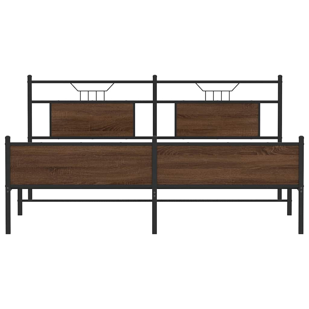 Sengeramme i metall uten madrass brun eik 180x200 cm