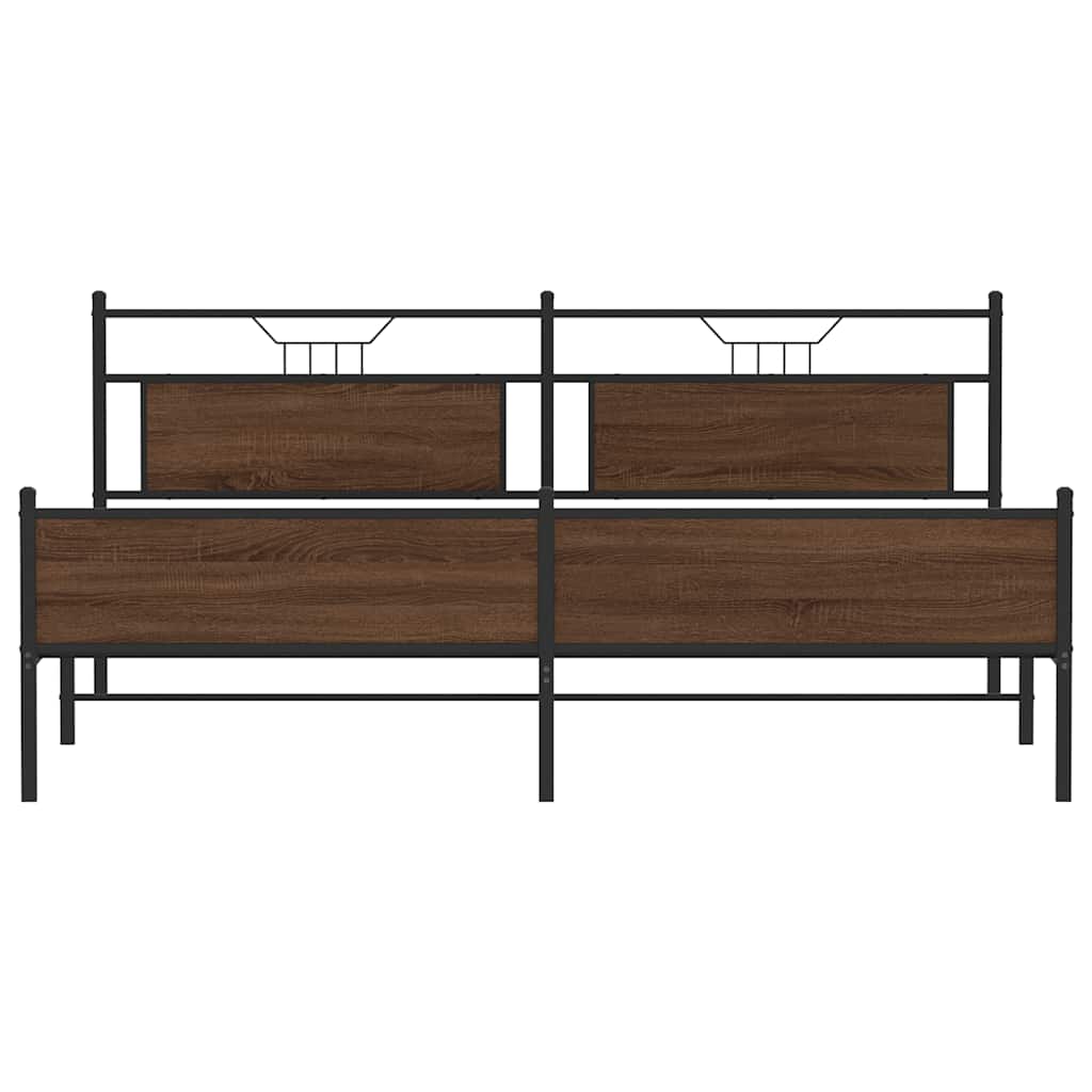 Sengeramme i metall uten madrass brun eik 200x200 cm