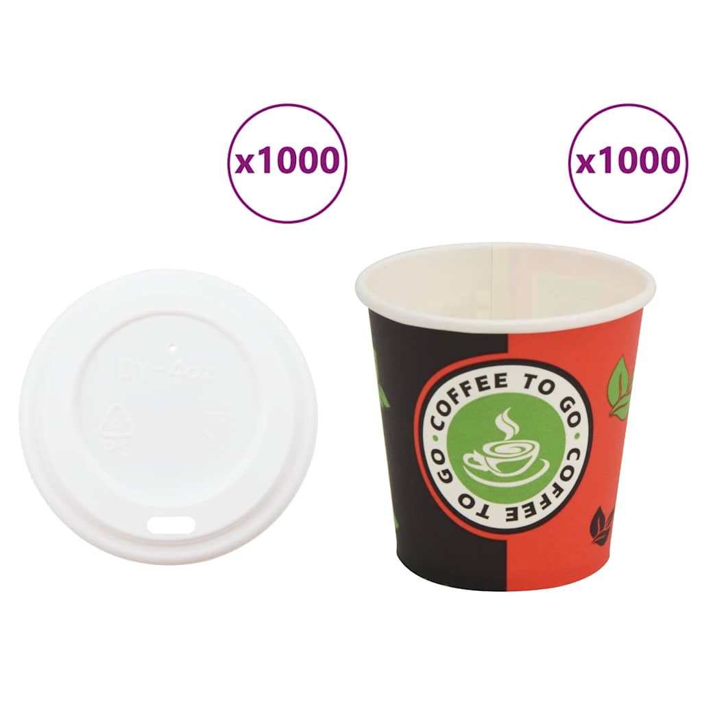 Papir kaffekopper med lokk 1000 stk 4oz 120 ml