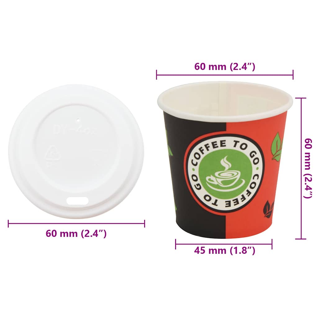 Papir kaffekopper med lokk 1000 stk 4oz 120 ml