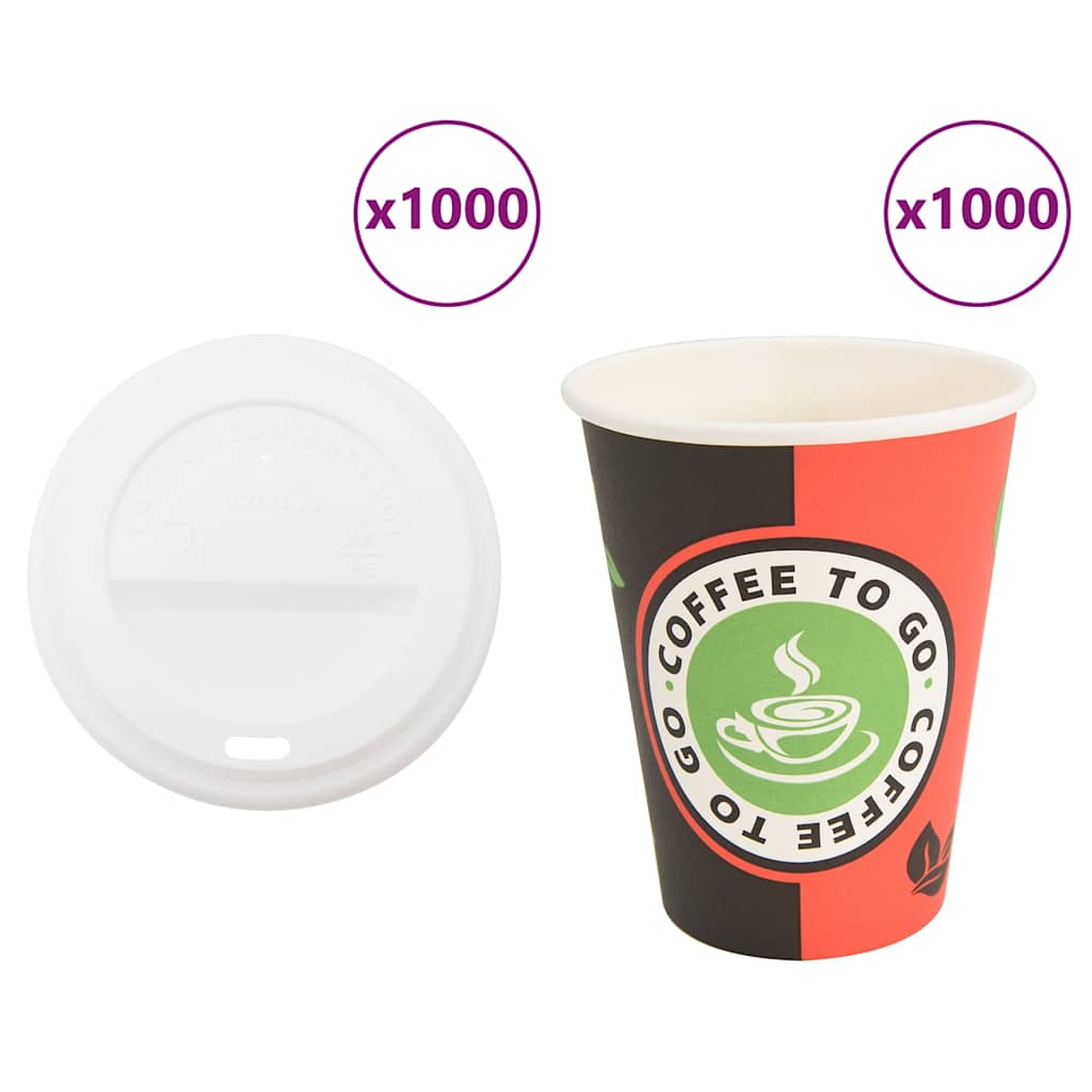 Papir kaffekopper med lokk 1000 stk 4oz 100 ml