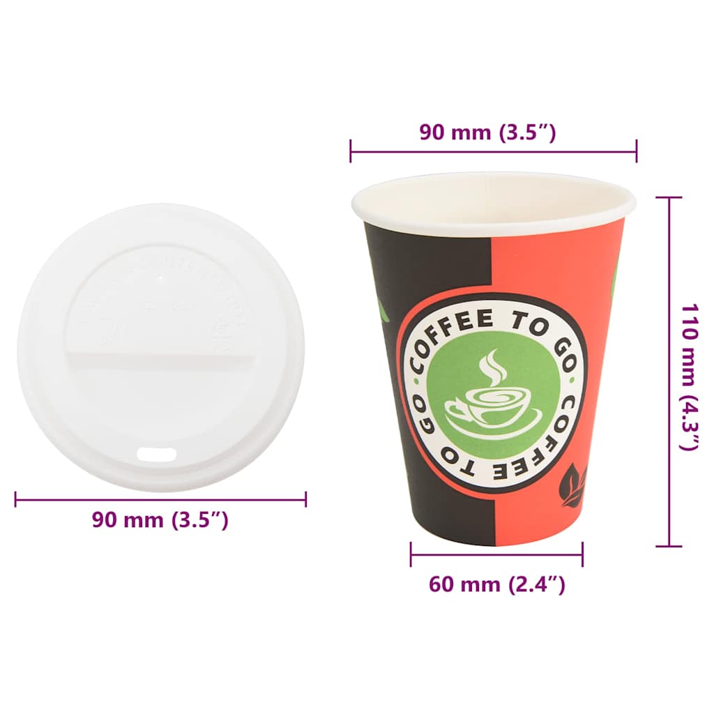 Papir kaffekopper med lokk 1000 stk 4oz 100 ml