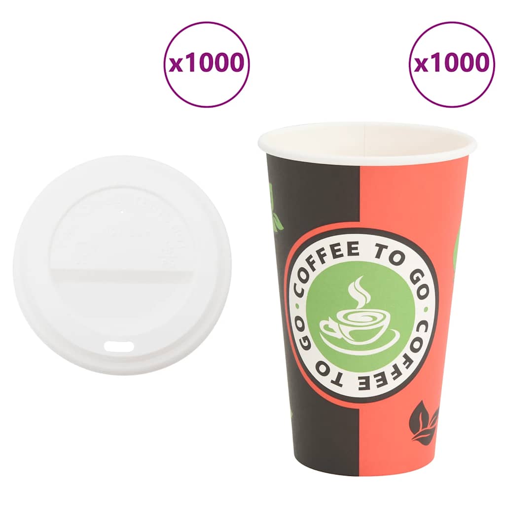 Papir kaffekopper med lokk 1000 stk 16oz 400 ml