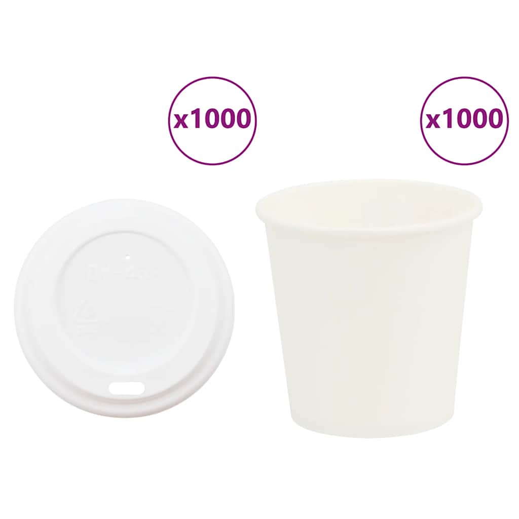 Papir kaffekopper med lokk 1000 stk 4oz 100 ml