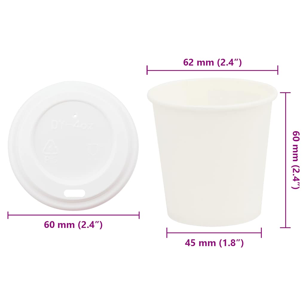 Papir kaffekopper med lokk 1000 stk 4oz 100 ml