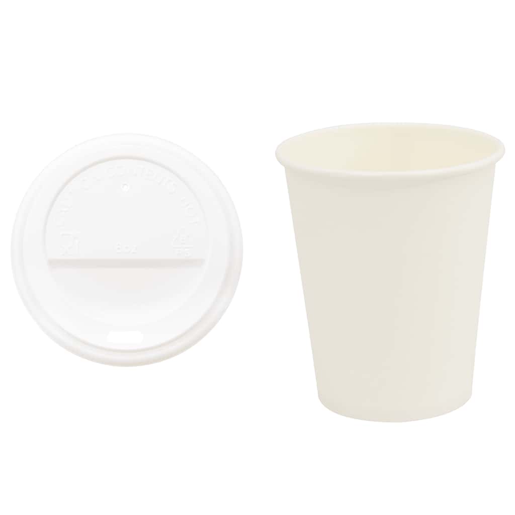 Papir kaffekopper med lokk 1000 stk 8oz 200 ml