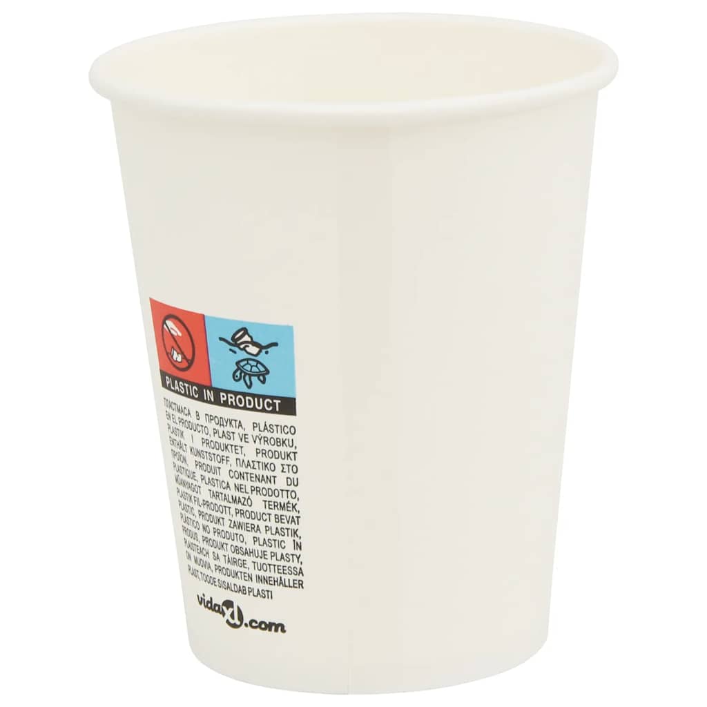 Papir kaffekopper med lokk 1000 stk 8oz 200 ml