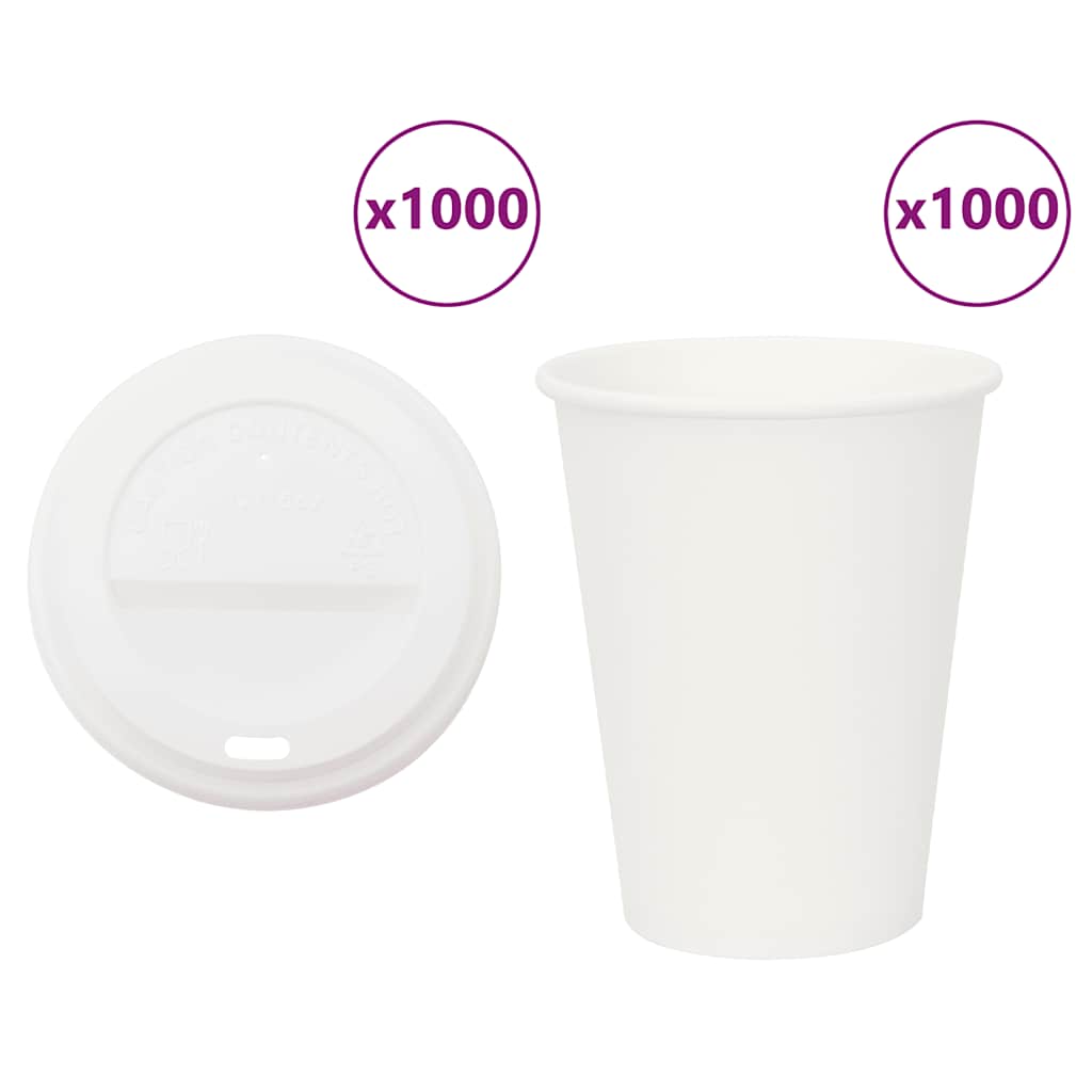Papir kaffekopper med lokk 1000 stk 12oz 300 ml