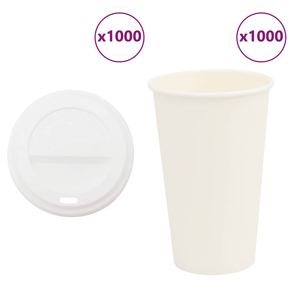 Papir kaffekopper med lokk 1000 stk 16oz 400 ml