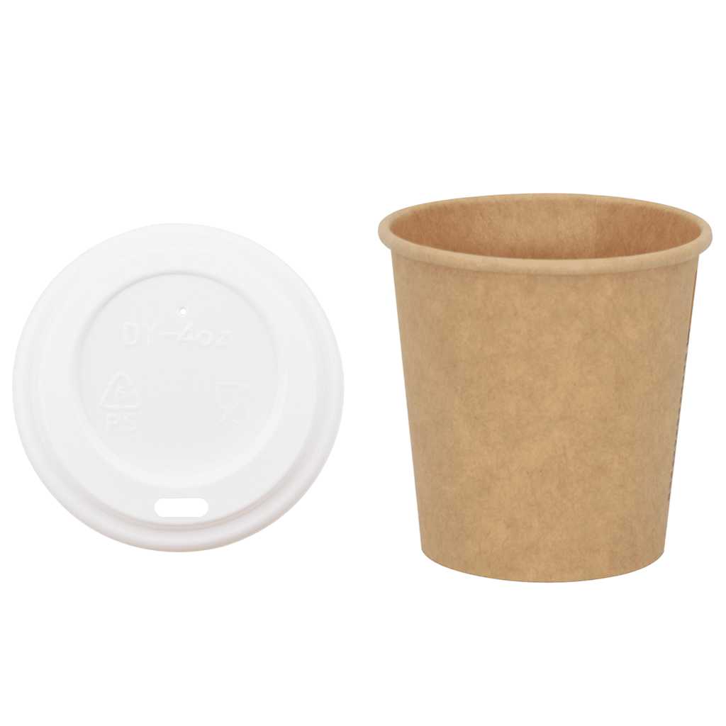 Papir kaffekopper med lokk 1000 stk 4oz 100 ml