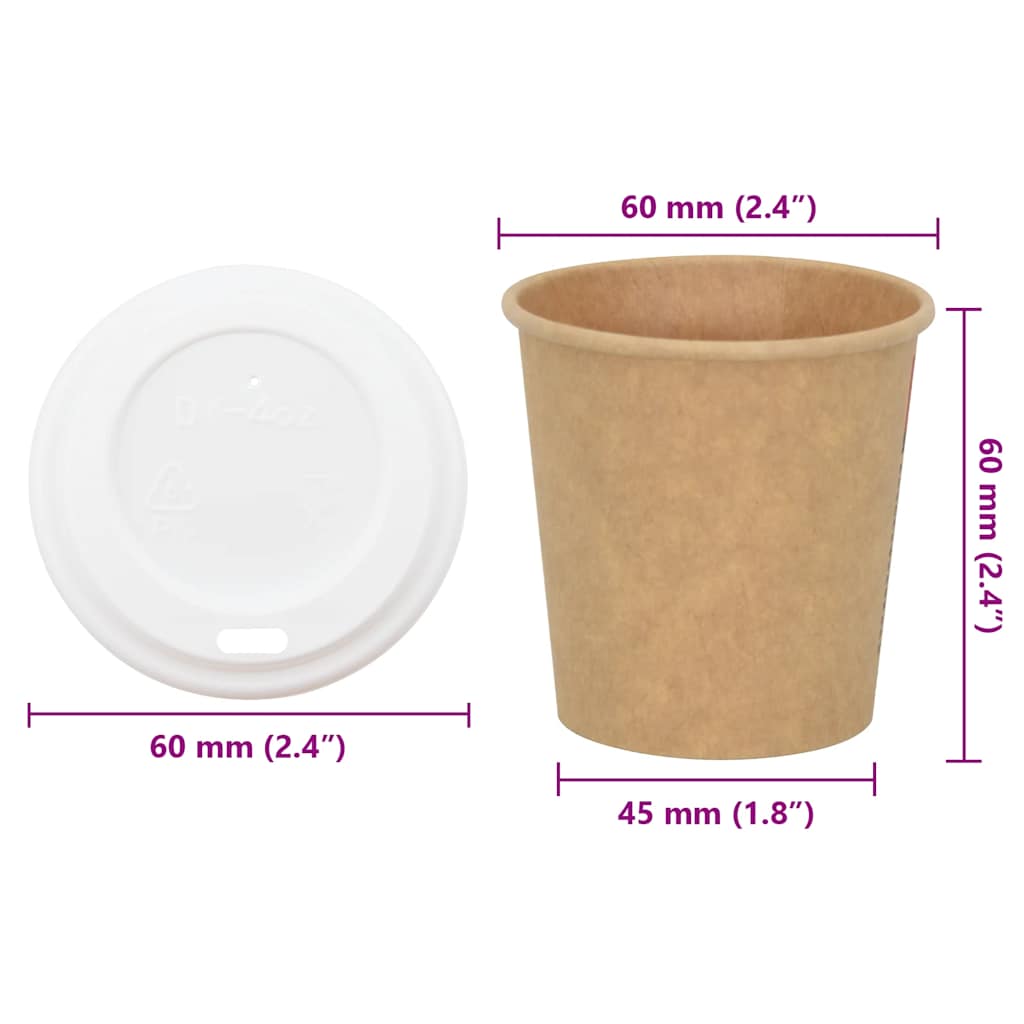 Papir kaffekopper med lokk 1000 stk 4oz 100 ml