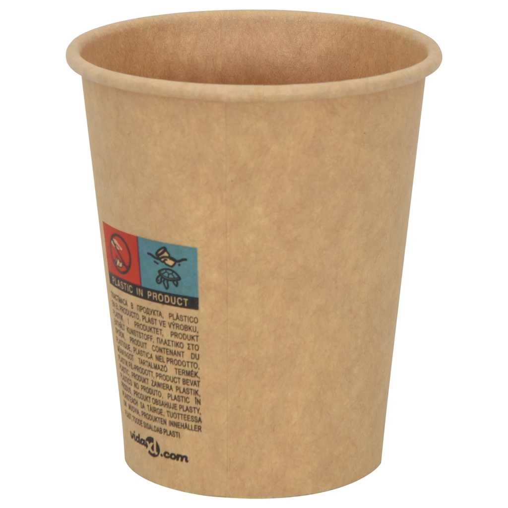 Papir kaffekopper med lokk 1000 stk 8oz 200 ml vidaXL