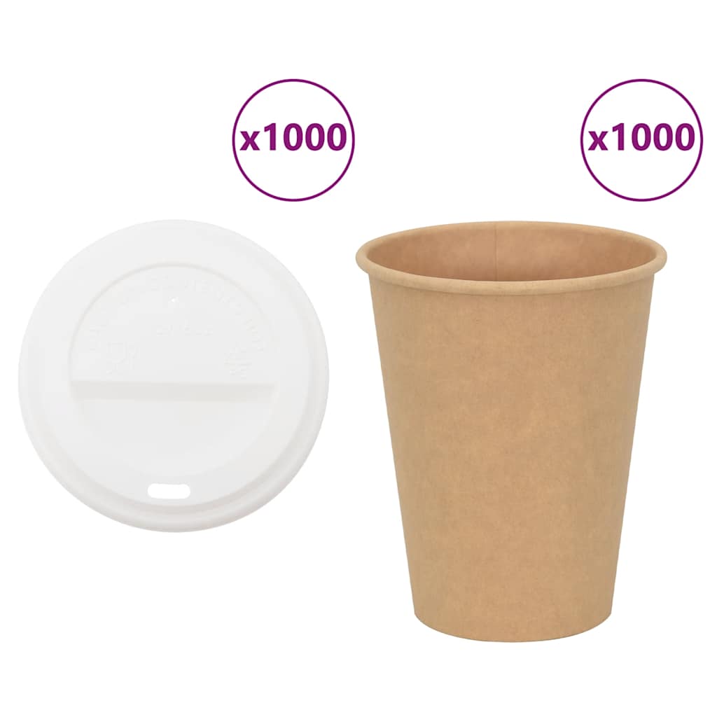 Papir kaffekopper med lokk 1000 stk 12oz 300 ml