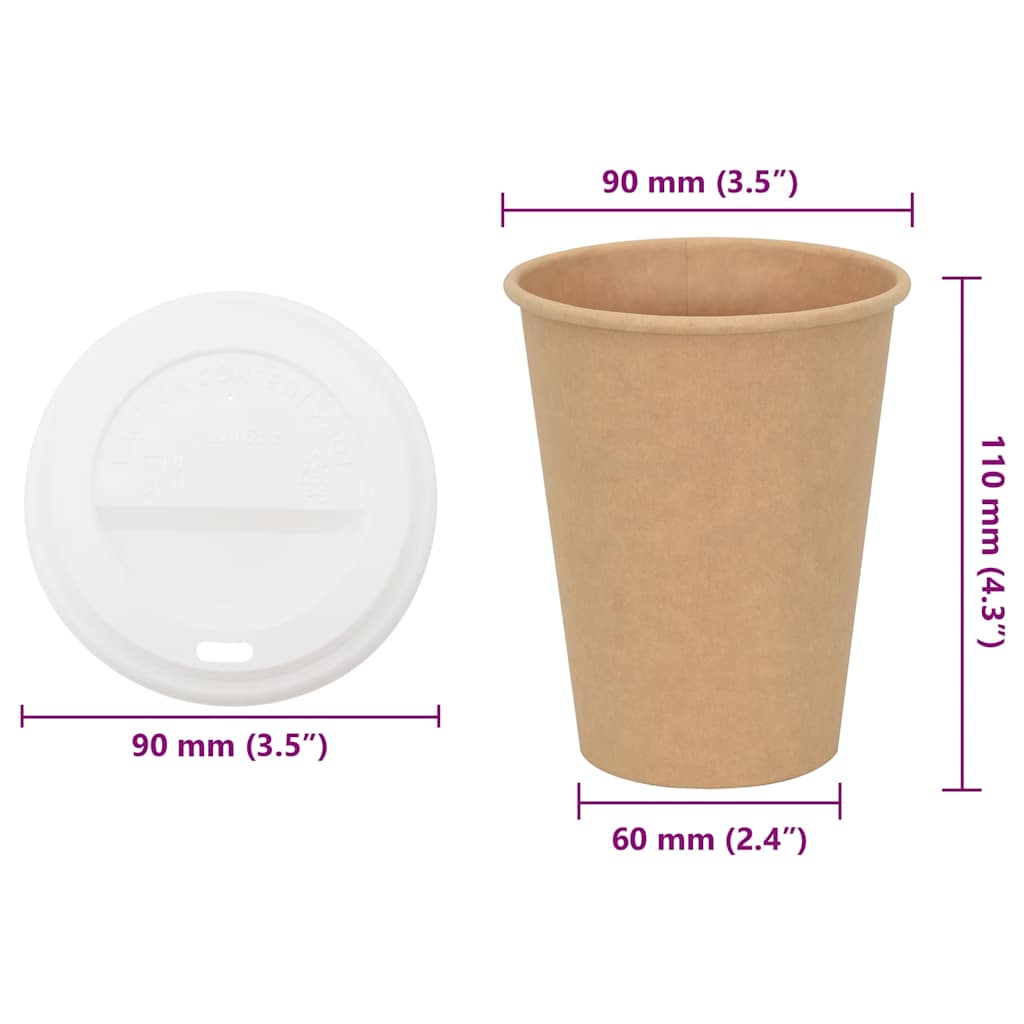 Papir kaffekopper med lokk 1000 stk 12oz 300 ml